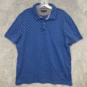 Banana Republic Luxury Touch Men's‎ Sz XL Blue Polo Shirt Geometric Short Sleeve